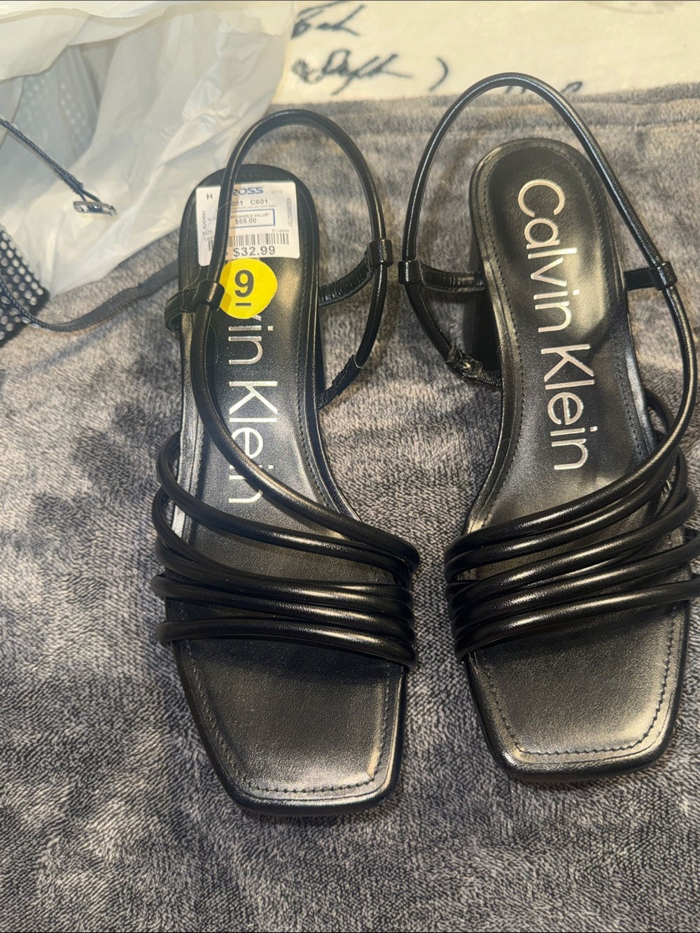 Calvin Klein Black Multi-Strap Slingback Heels